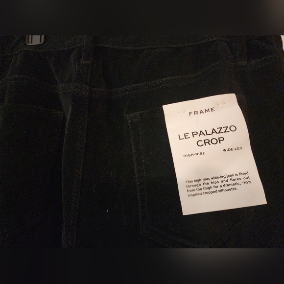 Frame NWT Women's Black Velvet Le Palazzo Crop Flared Pants Size 33 Goth $498 - Picture 4 of 12